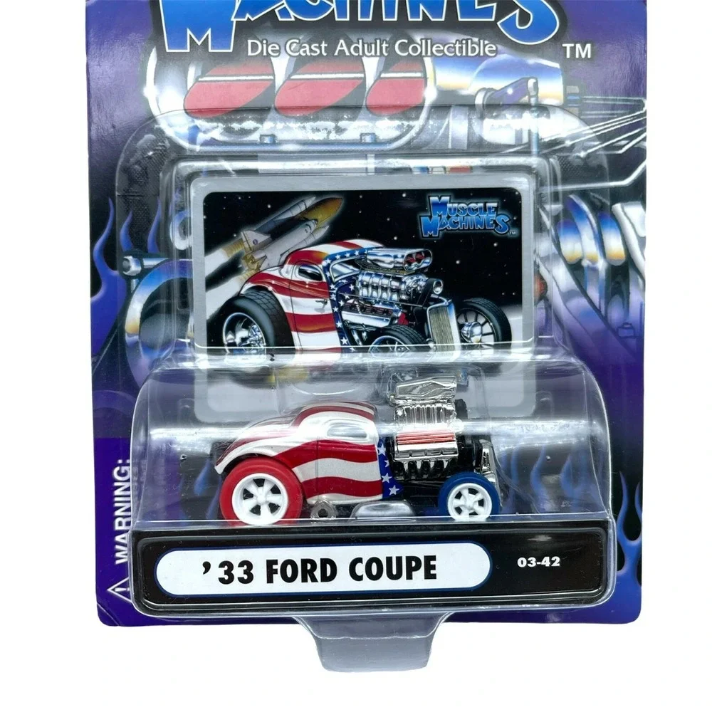 Muscle Machines‎ 1933 '33 Ford Coupe Car Blown Street Rod Stars & Stripes 1/64